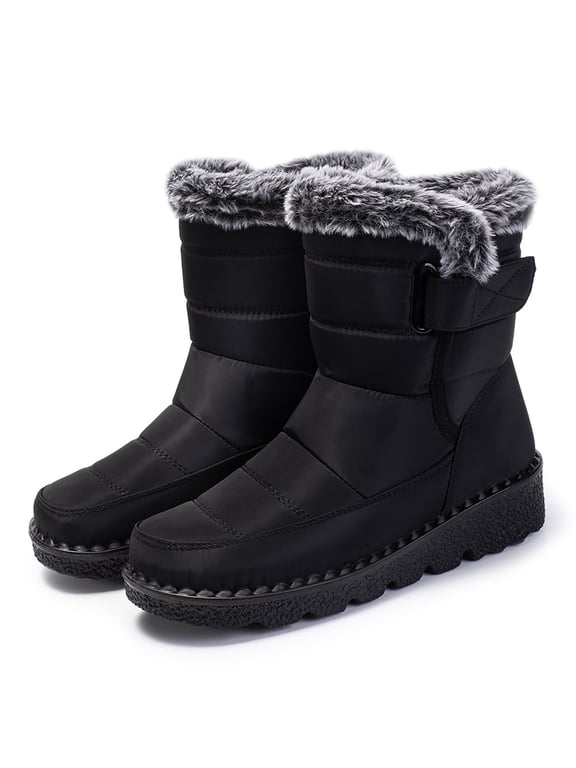 Snow Boots Women: Winter Shoes Woman Ankle Outdoors Booties with Warm Faux Fur