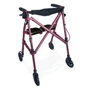 Able Life Space Saver Rollator, Lightweight Folding Walker for Seniors, Rolling Walker with Wheels and Seat, Rose