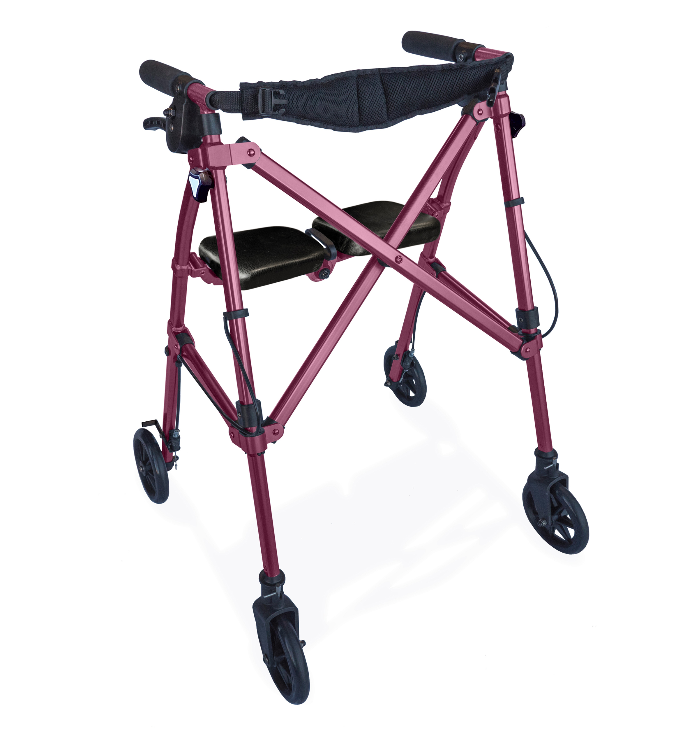 Folding Rollator Walker with Seat and Bag, Wheeled Rolling