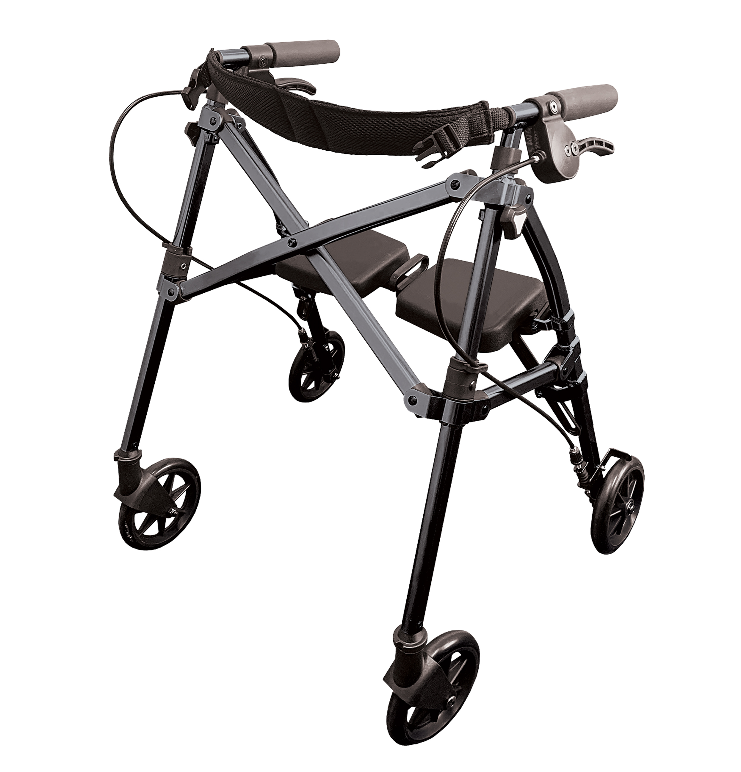 Able Life Space Saver Rollator Short, Lightweight Junior Folding Walker for Seniors, Petite Walker with Wheels and Seat, Black - image 1 of 8