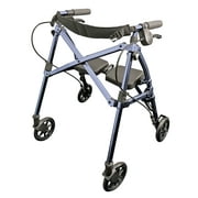 Able Life Space Saver Rollator Short, Lightweight Junior Folding Walker for Seniors, Petite Walker with Wheels and Seat, Blue