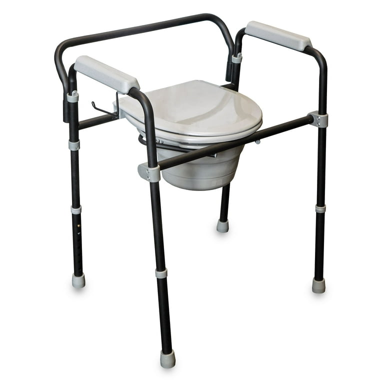 Able Life Bedside Commode Extra Wide 3 in 1 Toilet Safety Rail Shower Chair Portable Toilet for Seniors and Elderly Adults Commode Chair Black