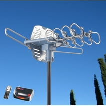Able Signal Amplified HD Digital Outdoor HDTV Antenna with Motorized 360 Degree Rotation, UHF/VHF/FM Radio with Infrared Remote Control