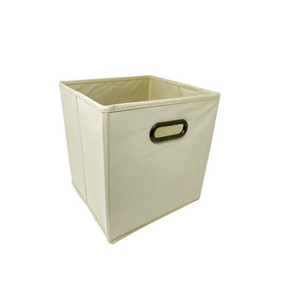 AbleHome 6 pack Fabric Storage Bins Box Organizer Cube Basket Container 10.5"x10.5"x11" Beige w/Metal Handle