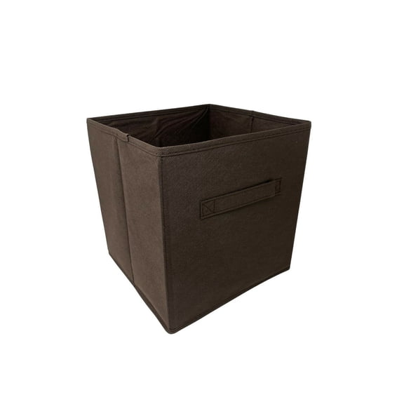 AbleHome 6 pack Fabric Storage Bins Box Organizer Cube Basket Container 10.5"x10.5"x11" Brown w/Fabric Handle
