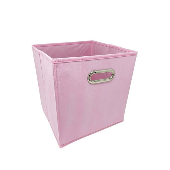 AbleHome 6 pack Fabric Storage Bins Box Organizer Cube Basket Container 10.5"x10.5"x11" Pink w/Metal Handle