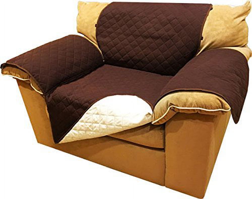 AbleHome Reversible Microfiber Sofa Cover Chair Throw Pet Dog Kids Furniture Protector w/ Hold Down Elastic Strap. Colors: Chocolate & beige, Black & Gray, Burgundy & Tan, Olive & Sage - image 1 of 4