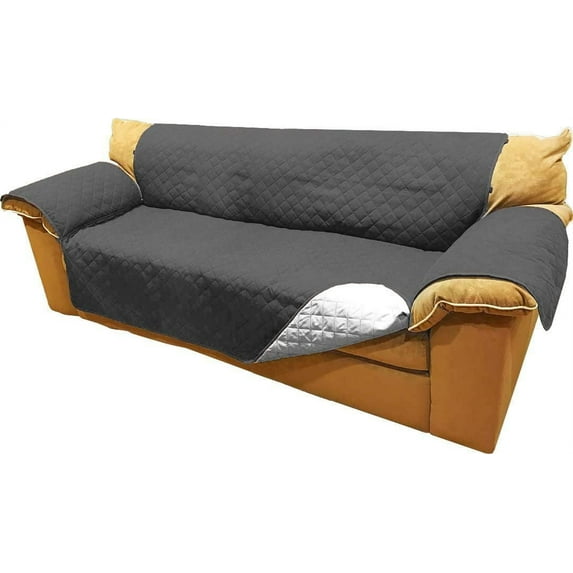 AbleHome Reversible Microfiber Sofa Cover Chair Throw Pet Dog Kids Furniture Protector w/ Hold Down Elastic Strap