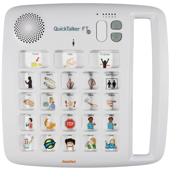 AbleNet 10000038 QuickTalker 23 Portable Multi-Message Speech Device w/FeatherTouch Technology, 103 Messages, 5 Recording Levels & Durable Design, AAC Communication Device for Non Verbal Kids&Adults