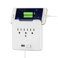 thumbnail image 1 of AblePower 3 Outlet Wall Tap Surge Protector w/2 USB Ports 300J with Phone Holder, 1 of 2