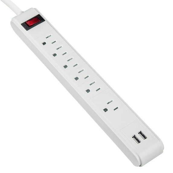 AblePower 6 Outlet Power Strip Surge Protector with 2 USB 3ft 300J 15A 125V
