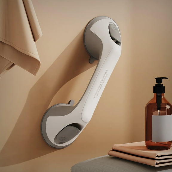 Ablecare 12" Single Pack Suction Cup Grab Bar for Bathroom & Shower, Safety Handrail for Seniors/ Elderly/ Injured, White & Gray