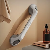 Ablecare 16" Suction Cup Bathroom Grab Bar, Single Pack - Shower Handle with Anti-Slip Grip for Elderly, White & Gray