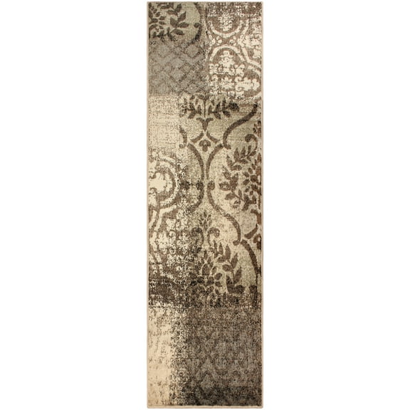 Ableton Indoor Area Rug, 2'7"x8', Beige-Brown