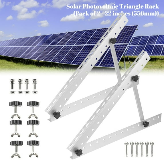 Ablink 22inch Adjustable Solar Panel Tilt Mount Brackets with Foldable Tilt Legs, Ideal for 100 - 150 Watt Solar Panel on Roof, RV, Boat, and Off-Grid (1 Set)