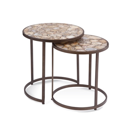 Abner Gray Metal and Agate Bunching Accent Table