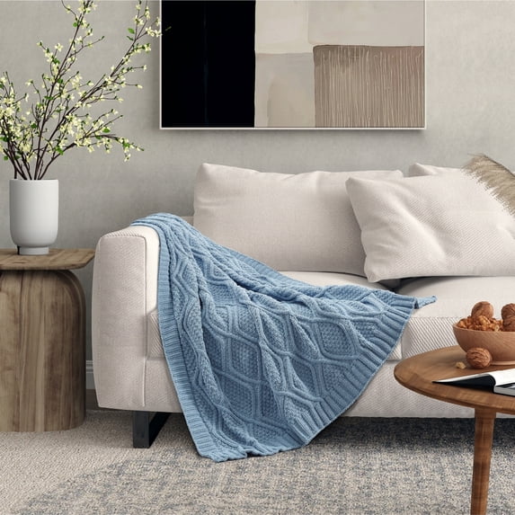 Abner Throw-Chenille Diamond Cable-Cozy-Soft