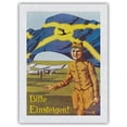 thumbnail image 1 of All Aboard! (Bitte Einsteigen) - Lufthansa German Airlines - Vintage Airline Travel Poster by Hans Vogel c.1930 - Japanese Unryu Rice Paper Art Print (Unframed) 12 x 16 in, 1 of 4