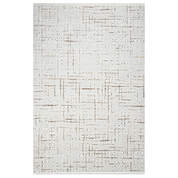 Aboard Brown Geometric Acrylic Area Rugs for Living Room Jacquard Textured Modern Rugs Soft Geometric Rug for Bedroom Mid Century Washable Rug Non-Slip Bohemian Perfect for Dining Room Office