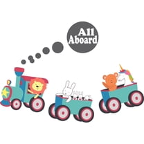 All Aboard Trains Animals Unicorn Lion Decors Wall Sticker Art Design Decal for Girls Boys Kids Room Bedroom Nursery Kindergarten House Fun Home Decor Stickers Wall Art Vinyl Decoration (20x40 inch)