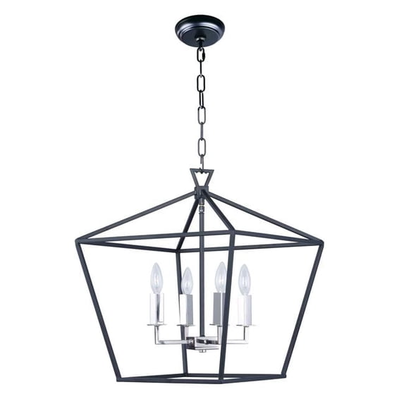 Abode 4-Light Chandelier, Textured Black & Polished Nickel