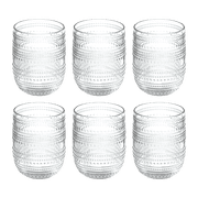 Abode Homewares by TarHong Beaded Stemless, Clear, 15 oz, Set of 6