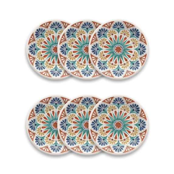 Abode Homewares by TarHong Desert Rio Salad Plate,Planta, 8.5 x 0.8", Set of 6