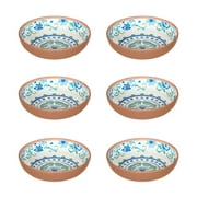 Abode Homewares by TarHong Rio Turquoise Floral Bowl, 8" x 2.2"/ 43.4 oz.Set of 6