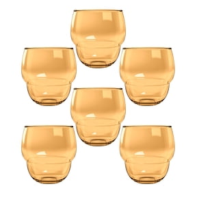 Abode Homewares by TarHong Stacking Bubble Tumbler, Amber, 14 oz, Set of 6
