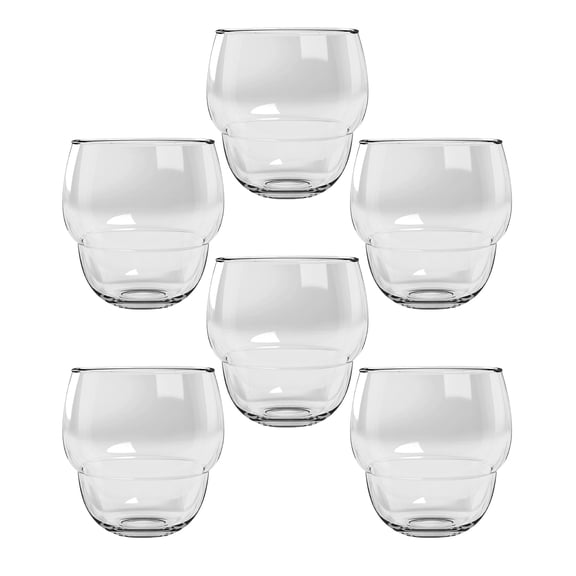 Abode Homewares by TarHong Stacking Bubble Tumbler, Clear, 14oz, Set of 6
