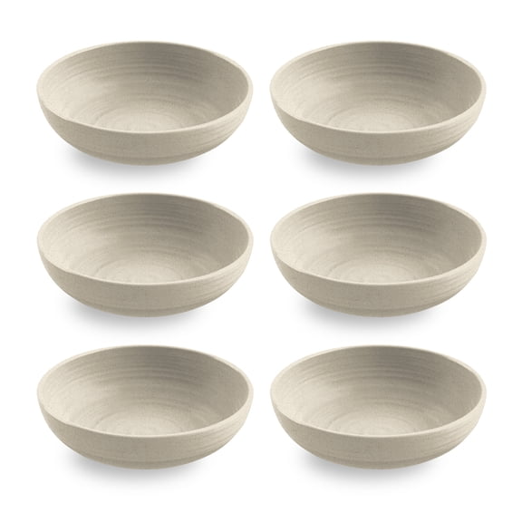 Abode Homwares by TarHong Planta Artisan Low Bowl, 8"/ 43.3 oz.Set of 6 Brown