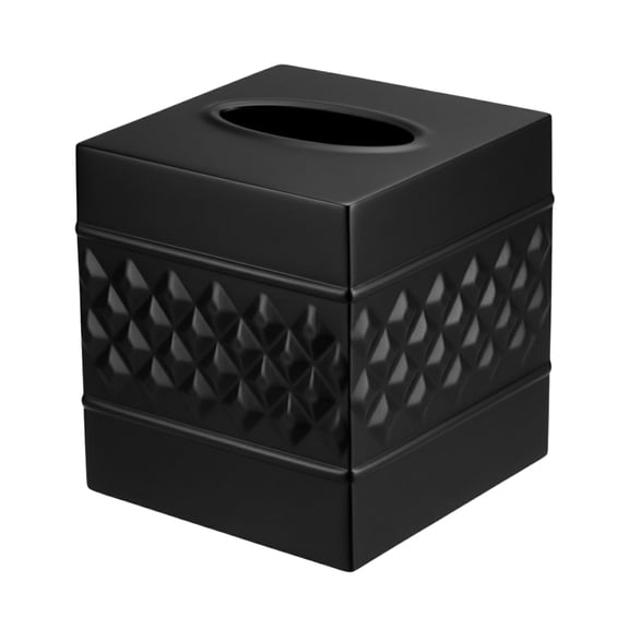 Abode Tissue Box Cover Square – Handcrafted Geo Embossed Nickel Chrome Finish Metal Tissue Holder Box for Bathroom Accessory, Aesthetic Decorative Facial Napkin Cube for Modern Home Décor