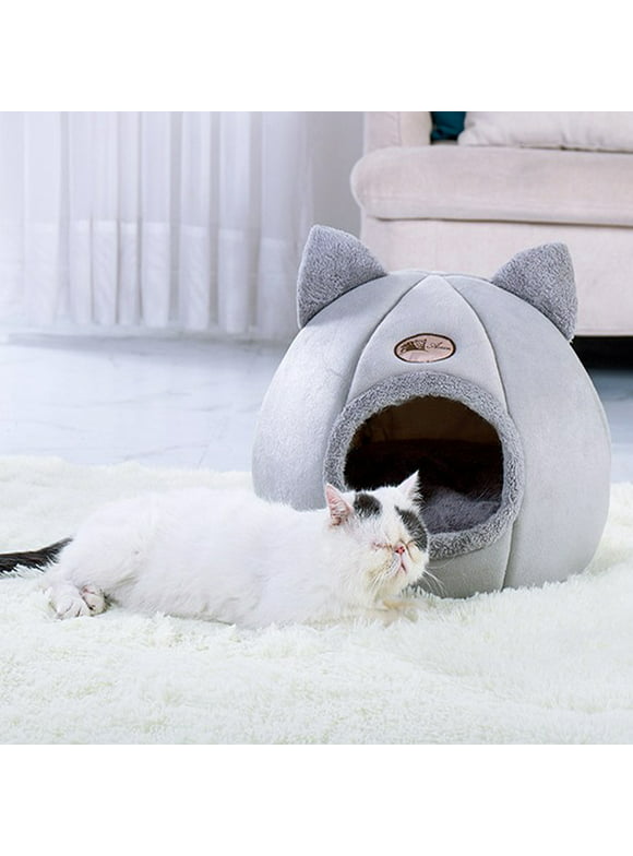 Abody Cat House – Plush Enclosed Cat Bed with Removable Cushion – Pet Cave Bed for Kittens or Small Dogs up to 16lbs