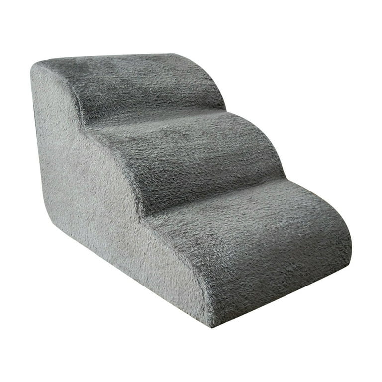 Ikayaa Dog Stairs Pet Ramp Stairs Dog Ramp for Bed Pet Dog 3 Tiers Training Stairs Removable and Washable Grey