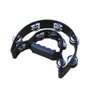 Abody Double Row Handheld Tambourine Metal Jingles Hand Held Musical Percussion Drum Half Moon Hand Bell for Adults Kids KTV Party Bar