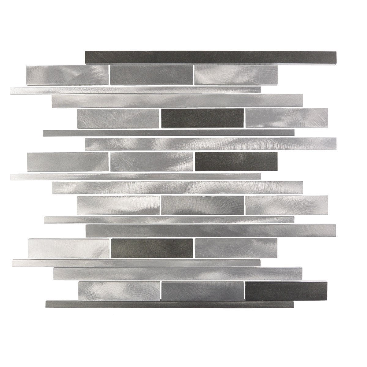 Abolos- City Lights New York Random Sized Aluminum Mosaic Tile in Glazed Silver (11sqft -11pc Box)