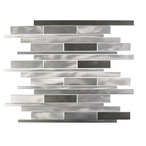 Abolos- City Lights New York Random Sized Aluminum Mosaic Tile in Glazed Silver (11sqft -11pc Box)