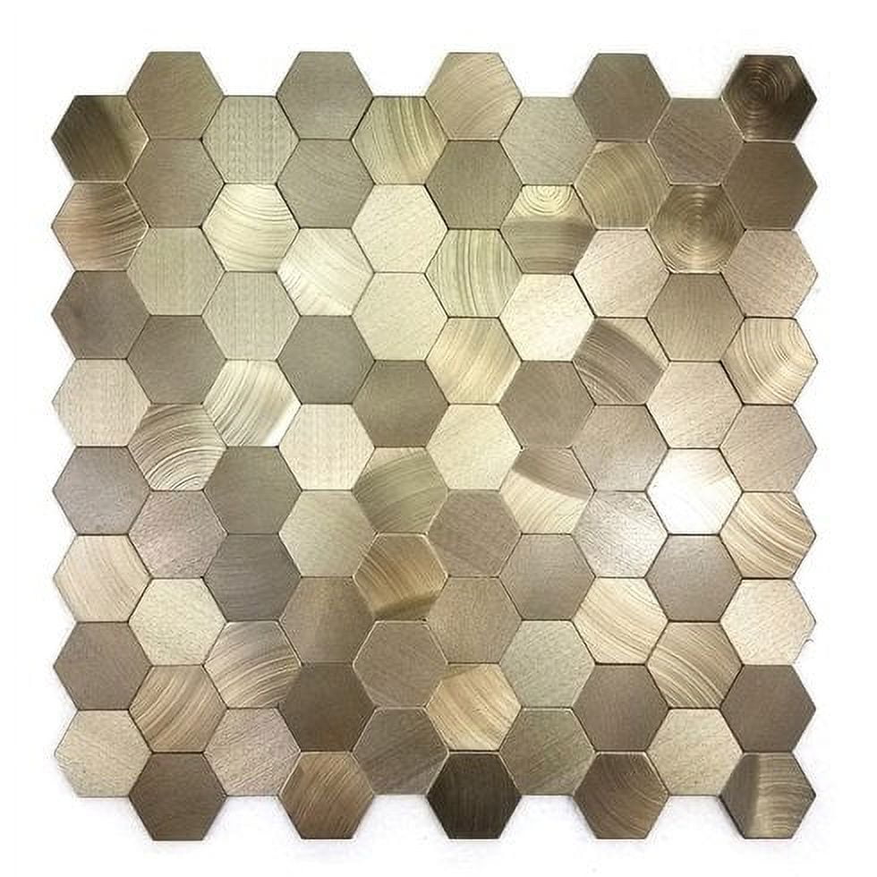 Copper Hexagon Aluminum Peel and Stick Mosaic Tile