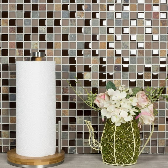 Abolos- Mineral 1" x 1" Glass and Stone Mosaic Backsplash Tile in Multi (11sqft / 11pc Box)
