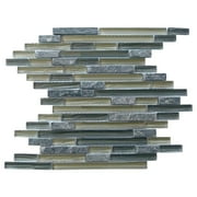 Abolos- New Era II Random Sized Glass and Slate Mosaic Tile in Gray (11sqft / 11pc Box)
