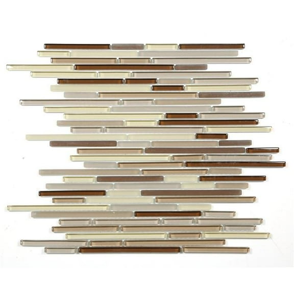 Abolos UNBHDCLNR-BR Era Brown 12 in. x 12 in. Interlocking Mixed Glass Mosaic Wall Tile