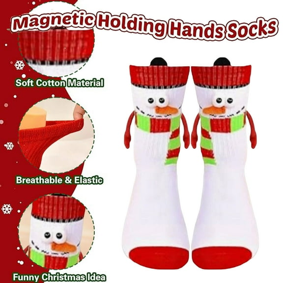 Abomasnow 1 Pairs Holding Hand Novelty Socks, Magnetic Doll Unisex Funny Couple Graduation 3D Cute Socks