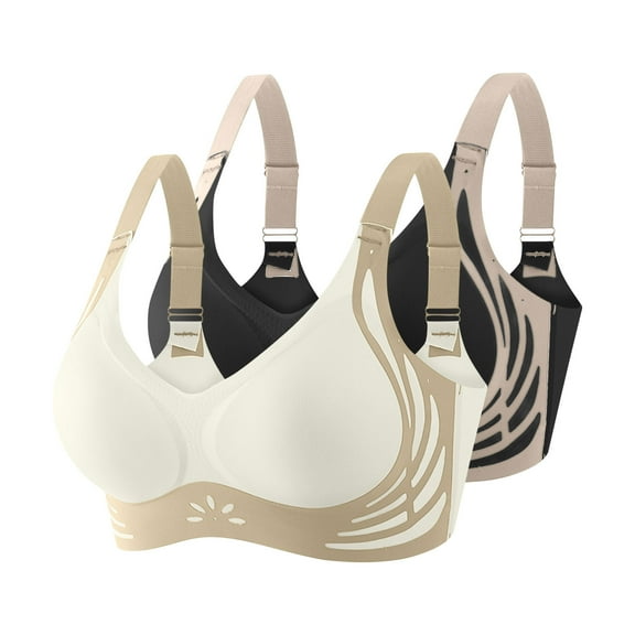 Abomasnow 2 Pack Smoothing Bra Anti Sagging Wireless Push Up Bras for Women No Underwire Full Coverage Bra Comfy Bras for Women M-3XL