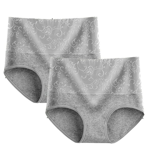 Abomasnow 2 Piece Underwear for Women High Waisted Cotton Tummy Control No Muffin Full Coverage Briefs Soft Stretch Ladies Panties Soft Breathable Comfort Underwear