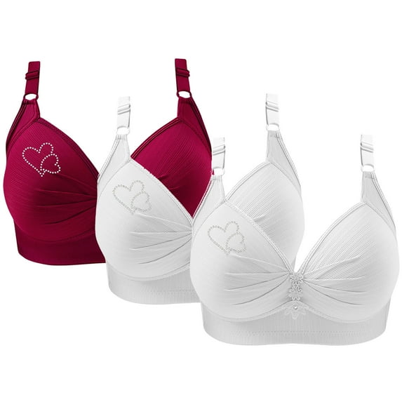 Abomasnow 3 PCs Women's Plus Size Full Cover Non Padded Wireless T Shirt Bra Bralettes Comfort and Double Support Wire-Free Bras Lightweight Everyday Bra
