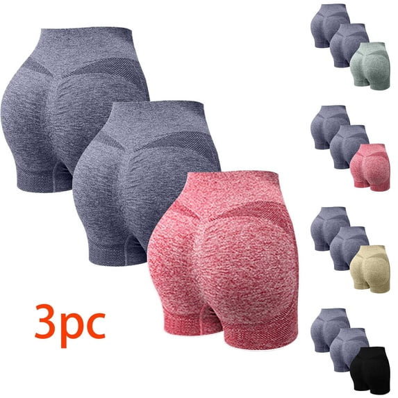 Abomasnow 3 Pack High Waisted Shorts for Women Tummy Control Seamless Workout Shorts Butt Lifting Athletic Gym Yoga Shorts