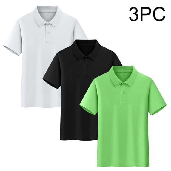 Abomasnow 3 Pack Kid Boys T-Shirts Short Sleeve Collared Performance Shirt Casual Moisture Wicking Workout Shirts 3-17 Years