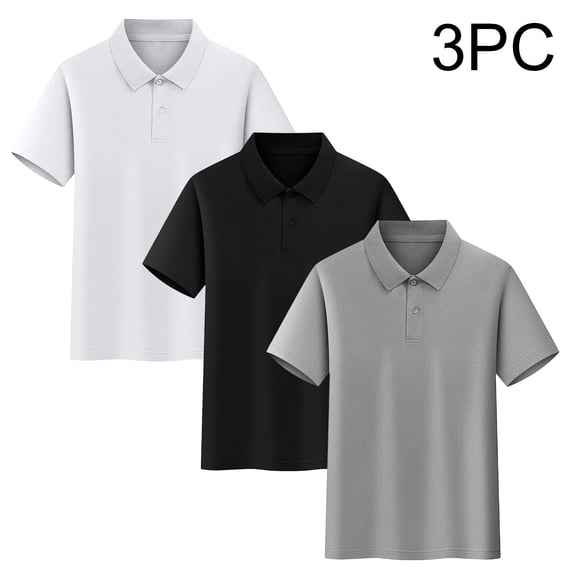 Abomasnow 3 Pack Kid Boys T-Shirts Short Sleeve Collared Performance Shirt Casual Moisture Wicking Workout Shirts 3-17 Years
