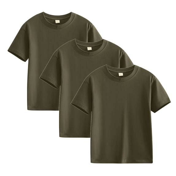 Abomasnow 3-Pack Kids Cotton T-Shirts Short Sleeve Basic Tops for Toddlers Boys and Girls 2-12 Years