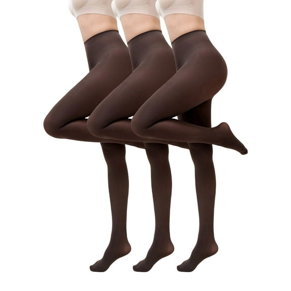 Abomasnow 3 Pairs Black Tights for Women, Plus Size 60D Semi Opaque Tights, Control Top Microfiber Pantyhose for Women